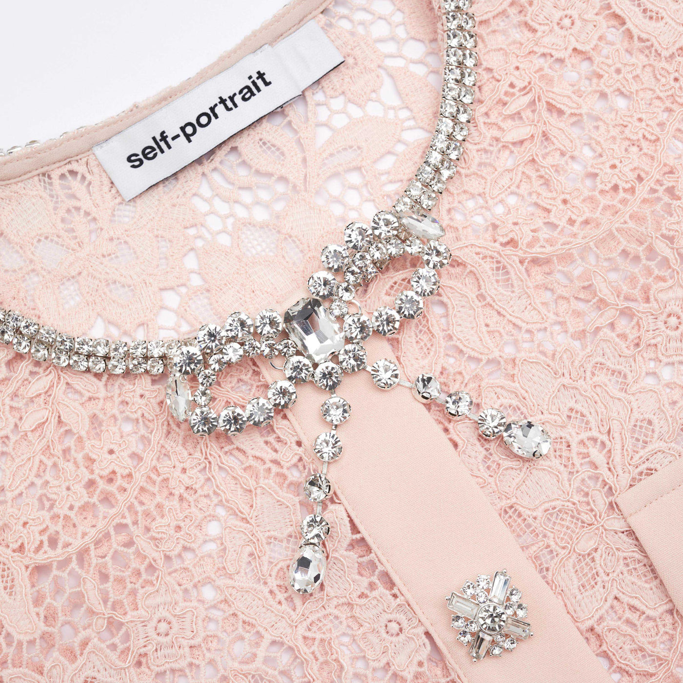 SP Pink Lace Diamanté Bow Midi Dress