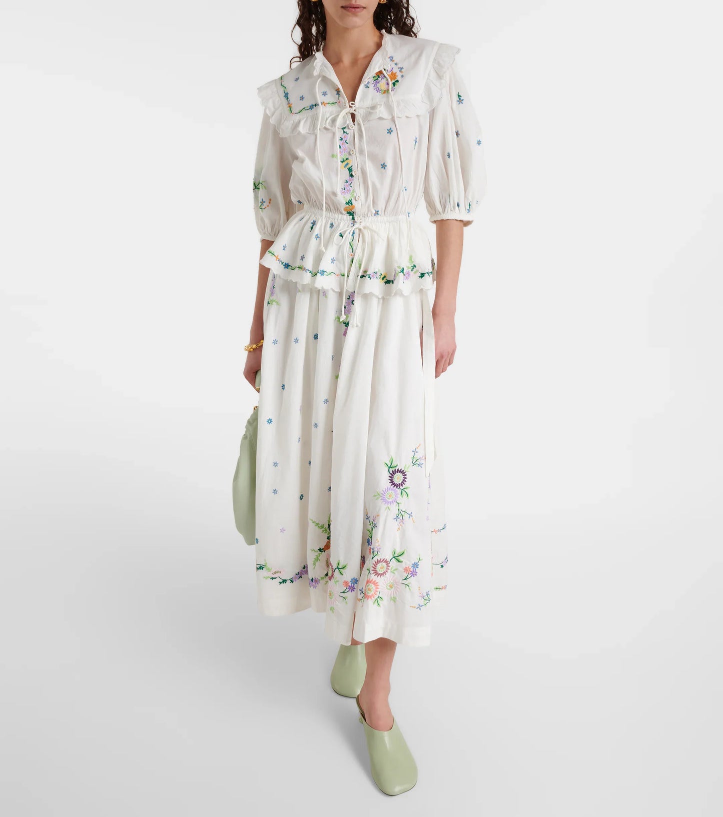 Alms Willa Embroidered Blouse & Midi Skirt