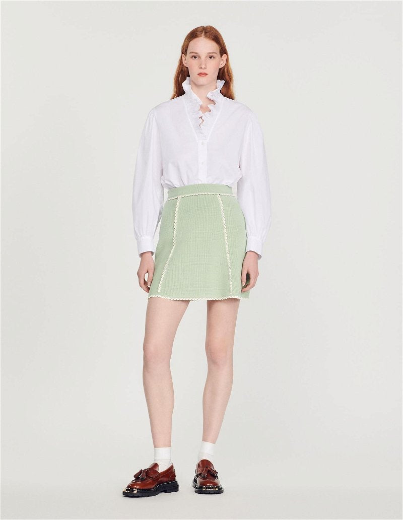 Sndr Knitted Cardigan & A Line Mini Skirt Set