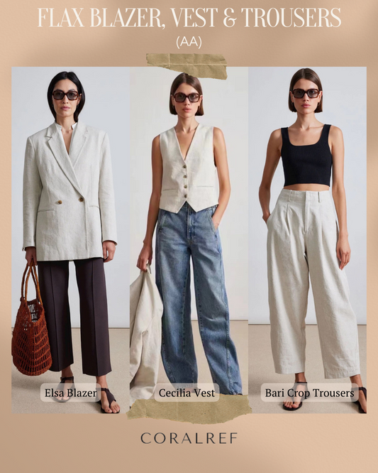 AA Flax Elsa Blazer, Cecilia Vest & Bari Crop Trousers Set