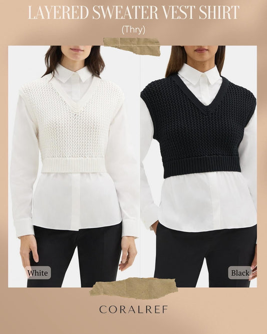 Thry Layered Sweater Vest Shirt