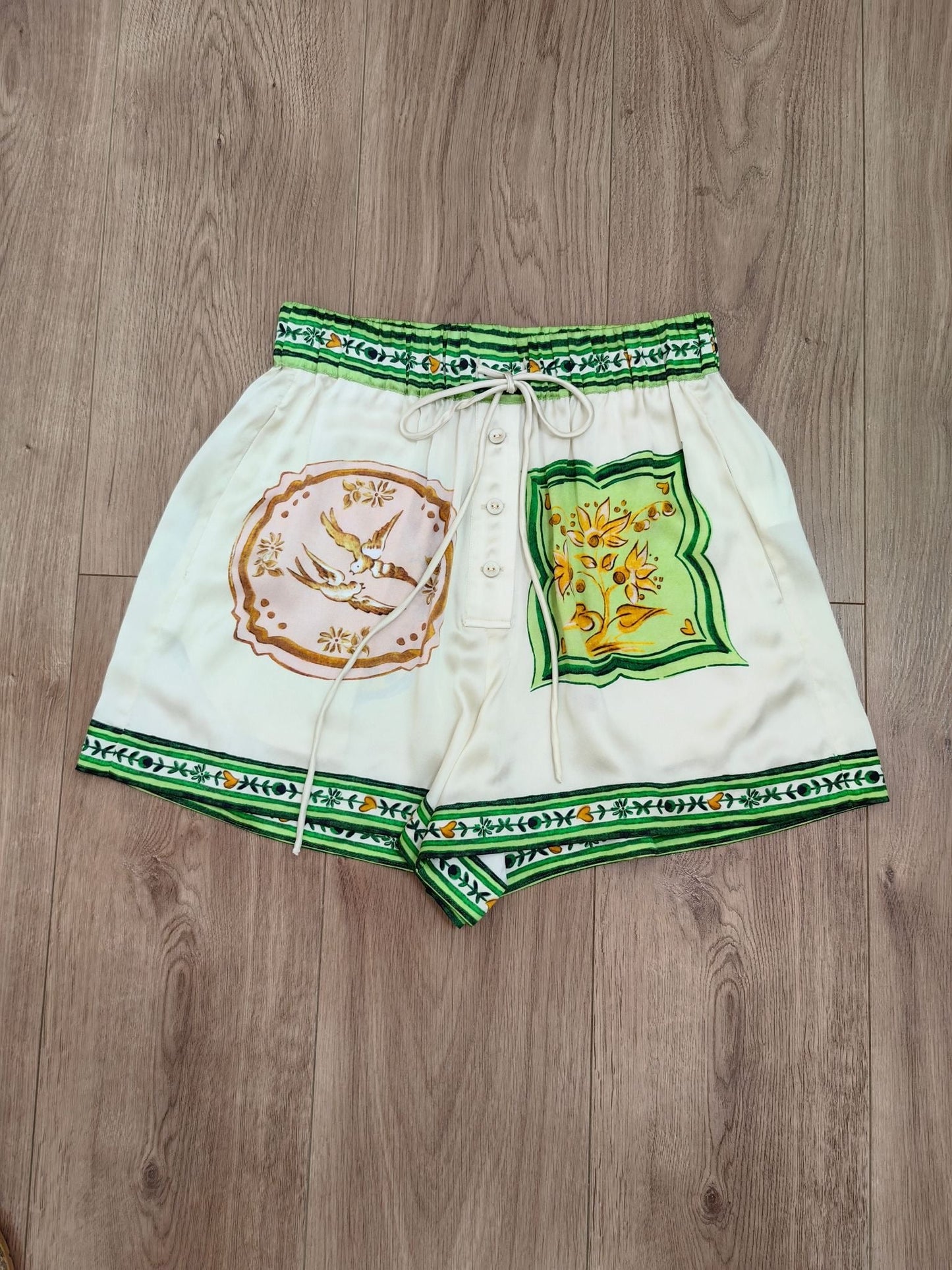 Alms Porcelain Silk Shirt & Shorts Set