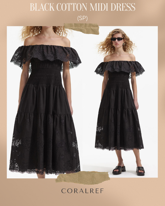 SP Black Cotton Midi Dress