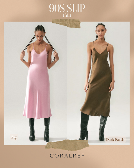 SL 90s Midi Slip Dress - Fig & Dark Earth