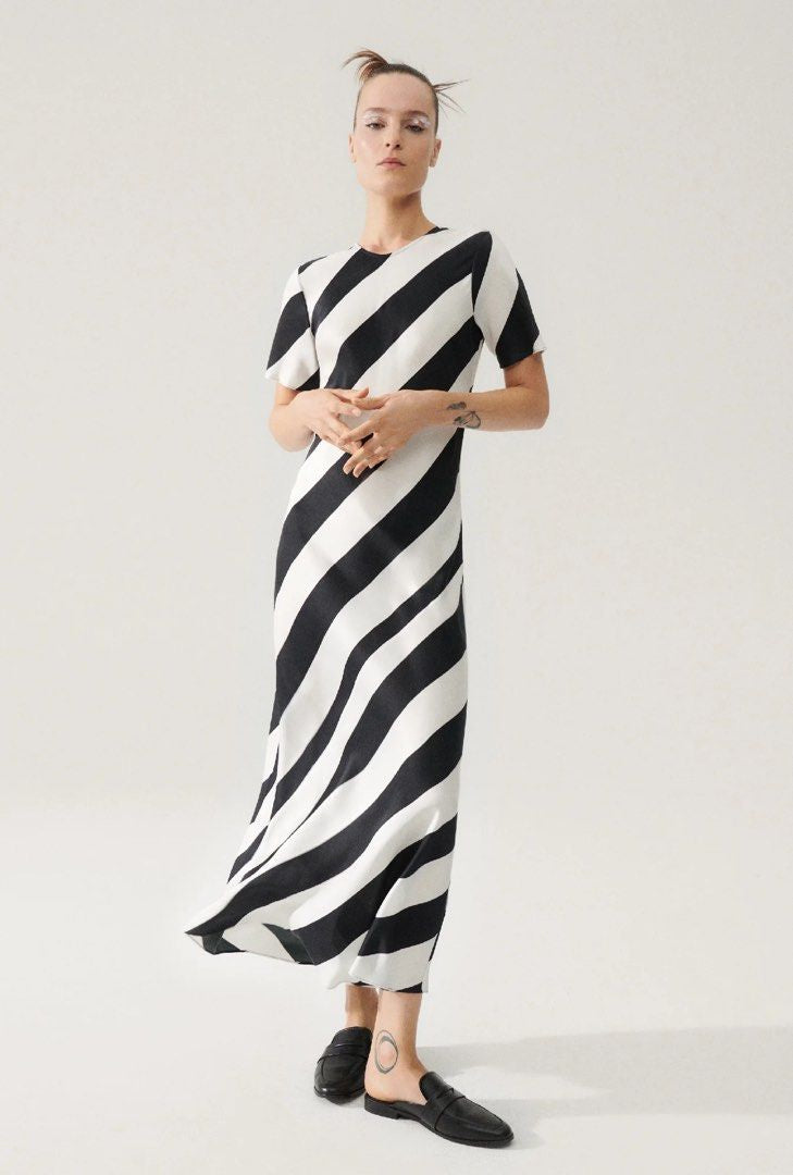 SL Short Sleeve Bias Maxi Dress