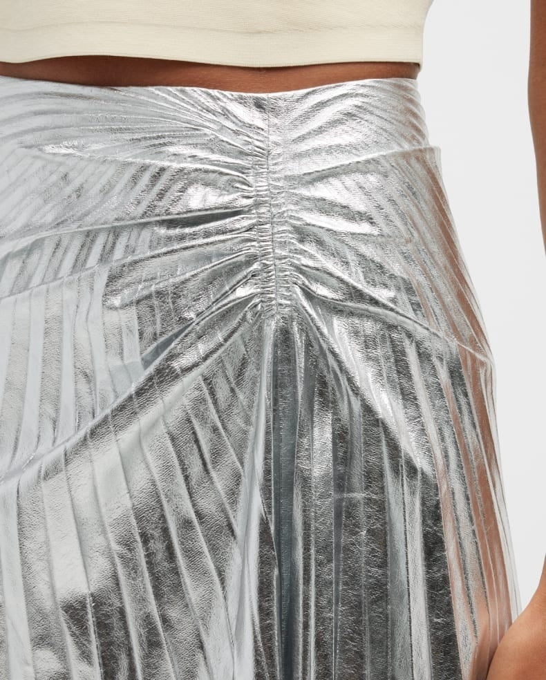ALC Tori Pleated Metallic Midi Skirt