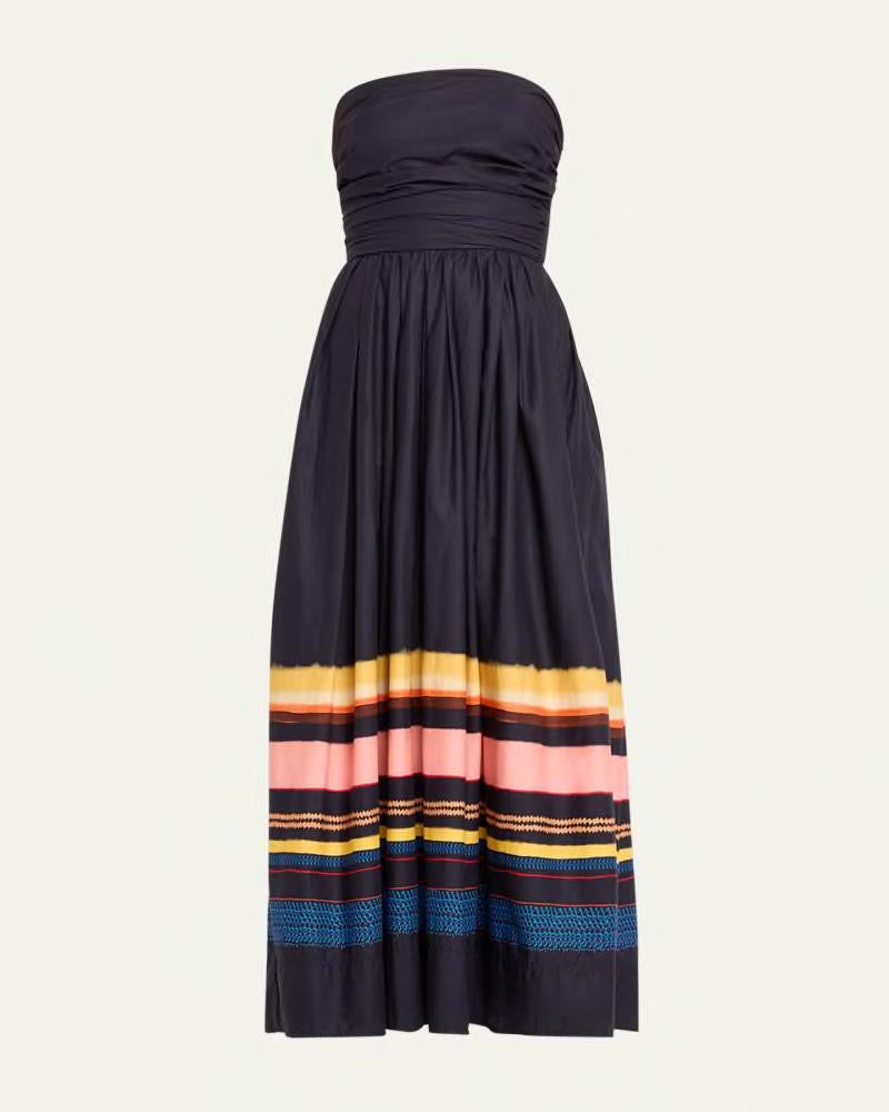 ALC Tate Strapless Stripe Midi Dress