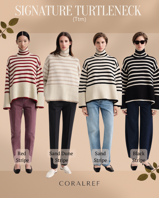 Ttm Signature Wool Blend Turtleneck Sweater (Stripes)
