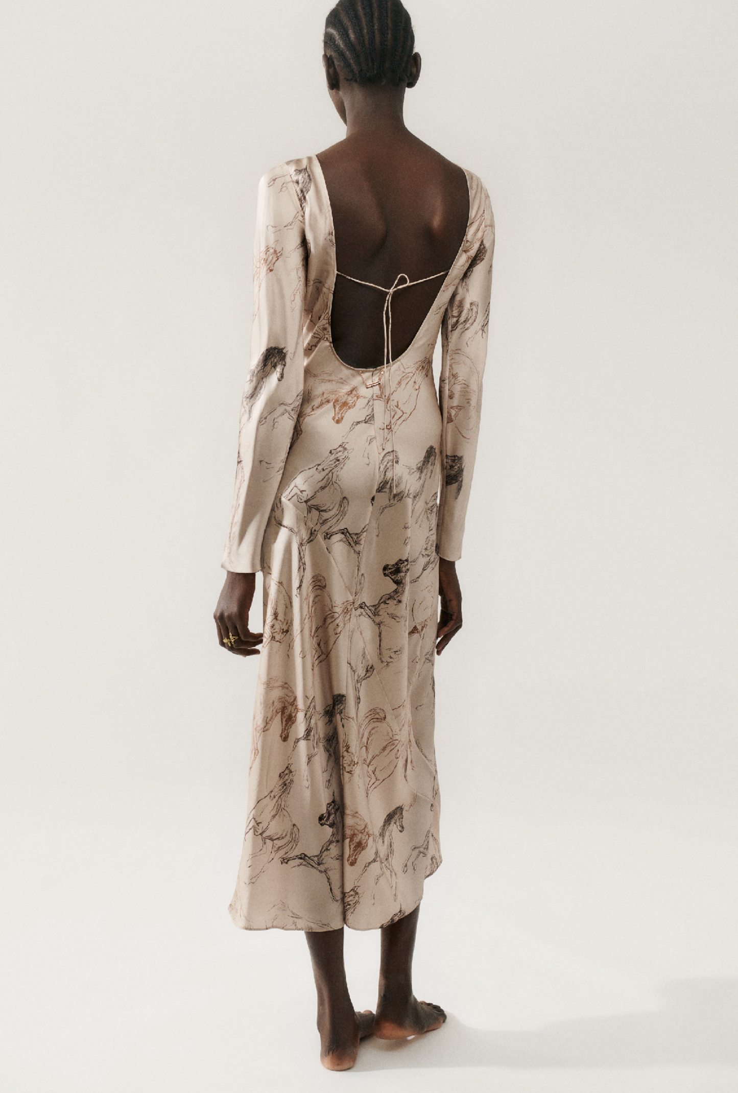 SL Sienna Long Sleeve Bias Maxi Dress in Wild Horses