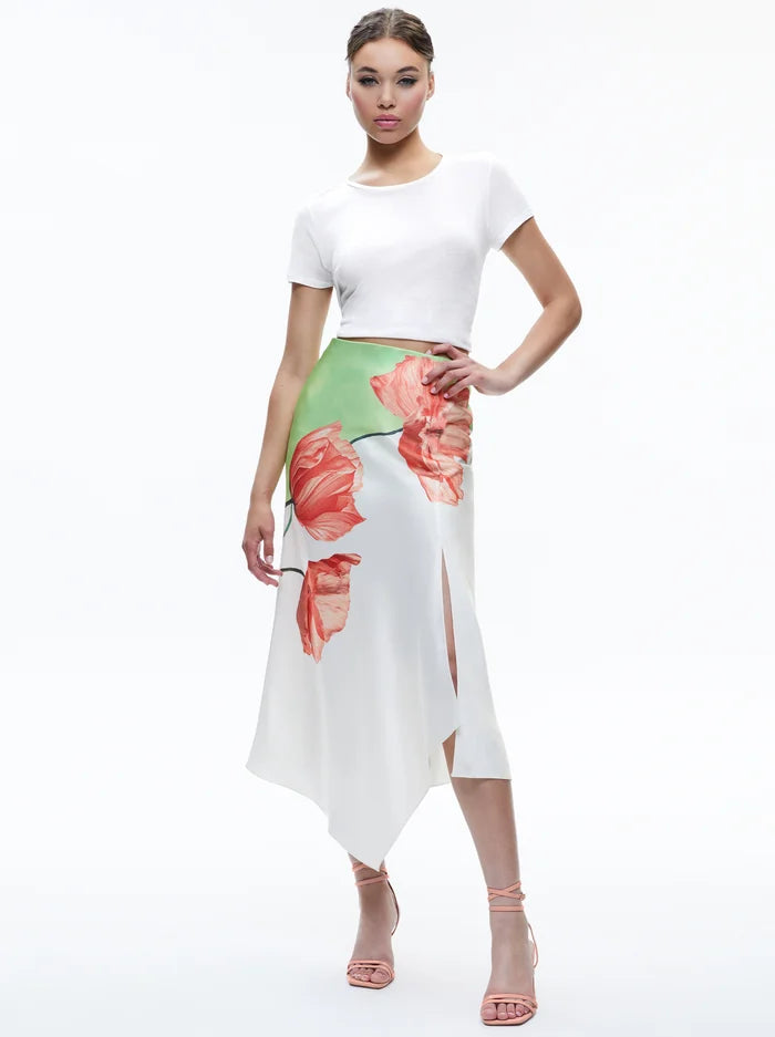 AO Harmony Floral Asymmetric Midi Skirt