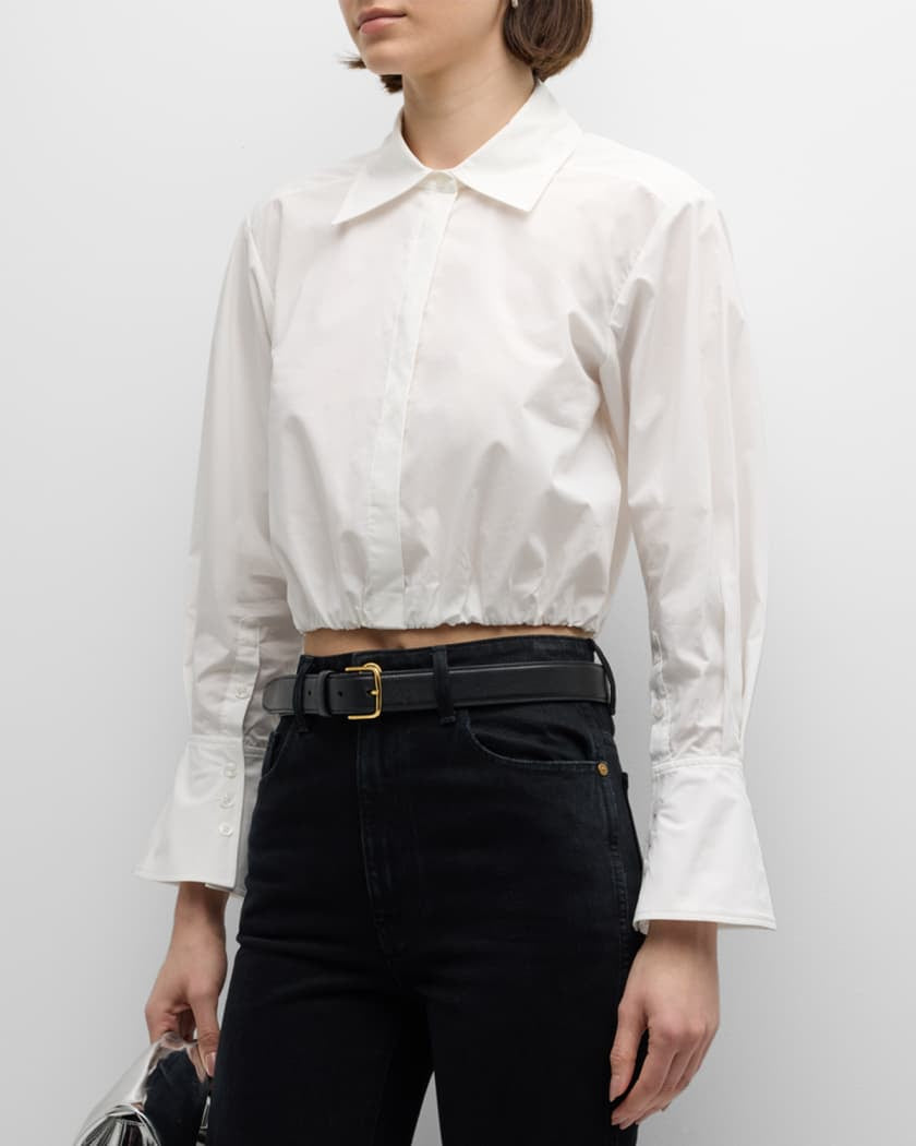 JS Blythe Cotton Poplin Button Up Shirt Top