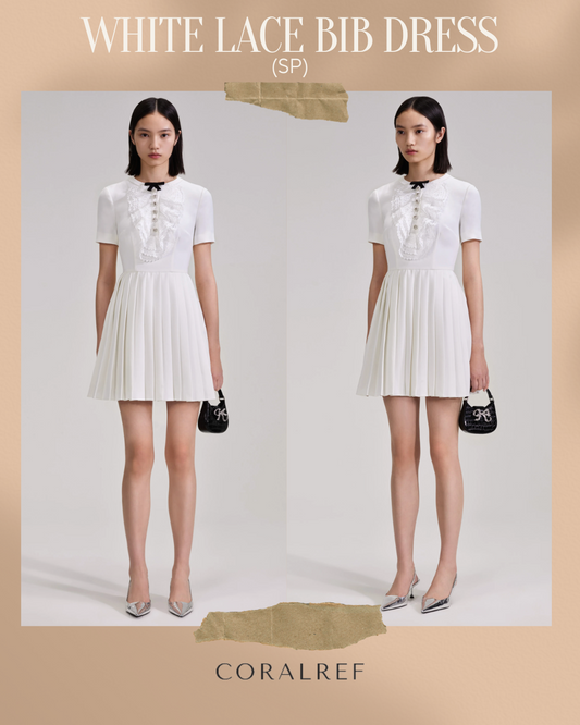 SP White Lace Bib Mini Dress