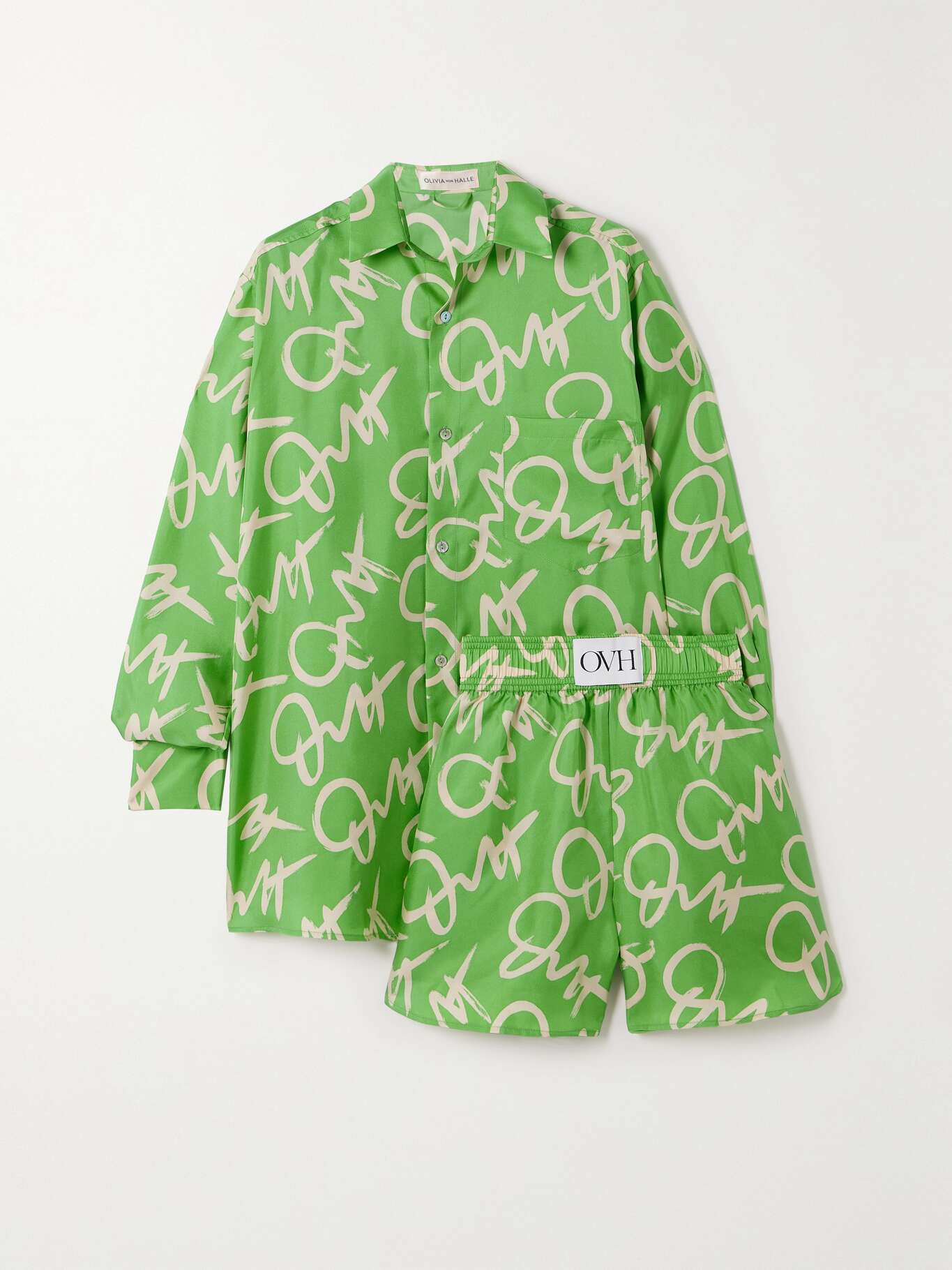 OVH Kick Printed Silk Twill Pajamas Set