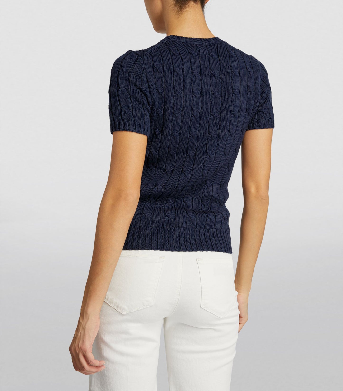 RL Cable Knit Cotton Short Sleeve Sweater