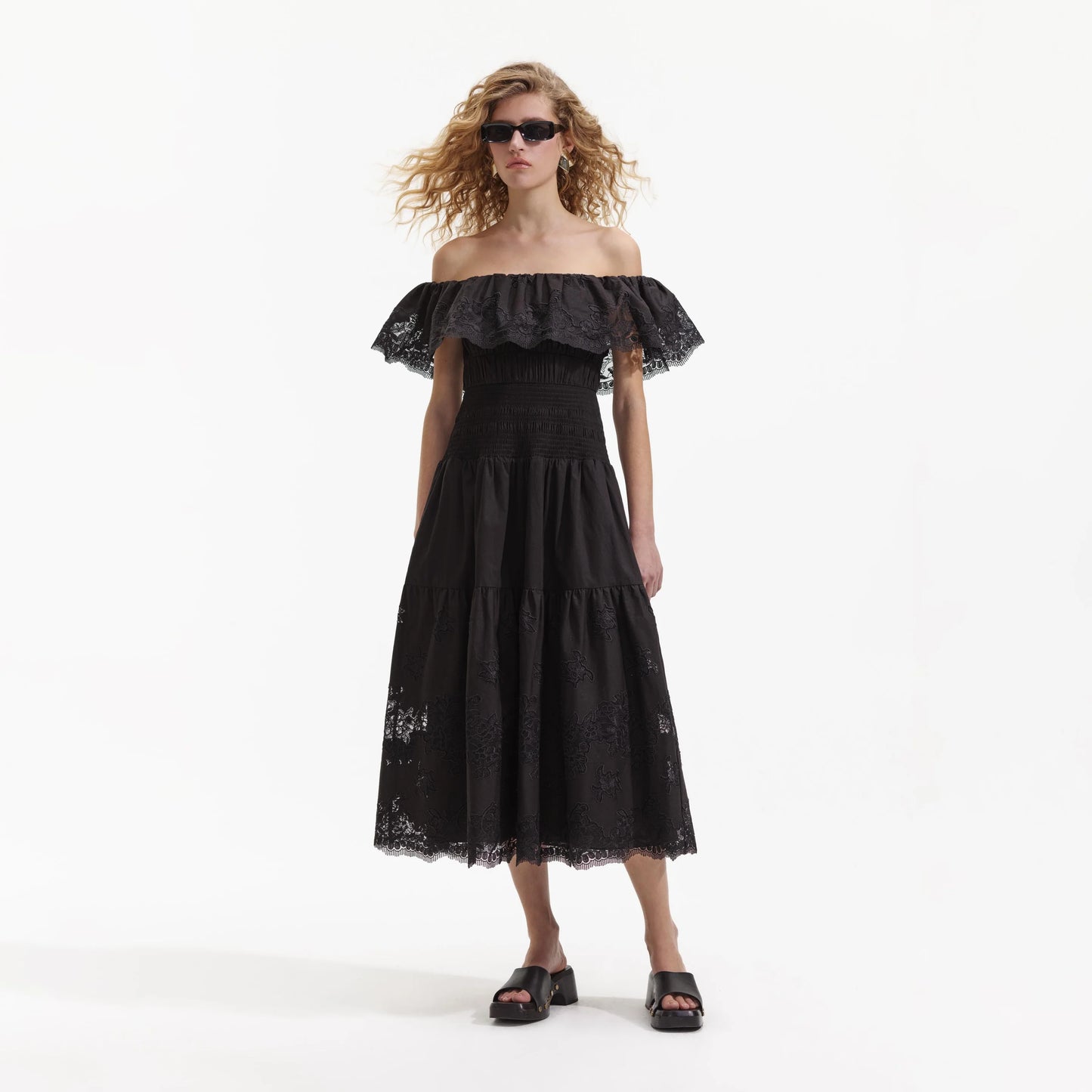 SP Black Cotton Midi Dress