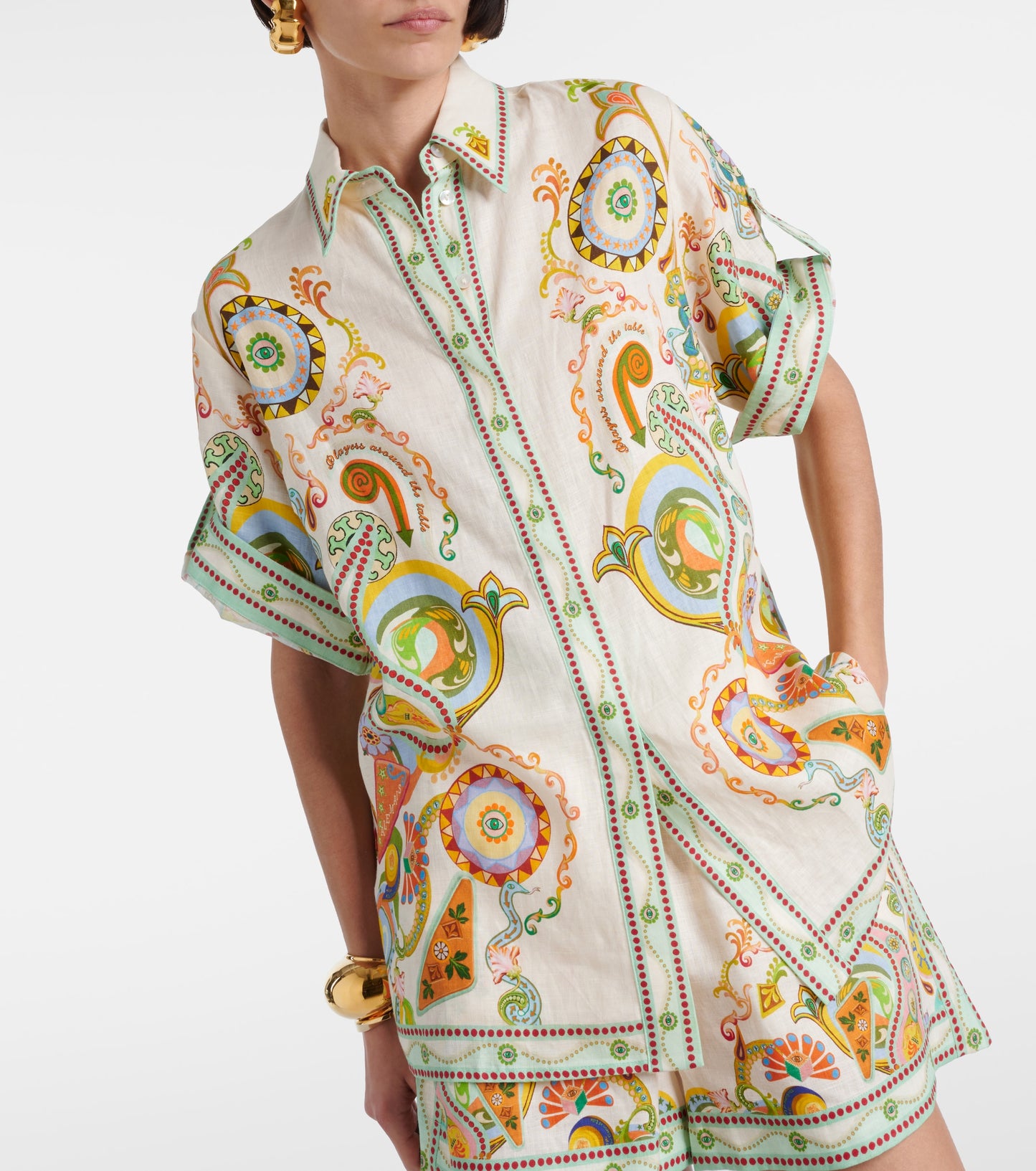 Alms Pinball Printed Linen Shirt & Shorts Set