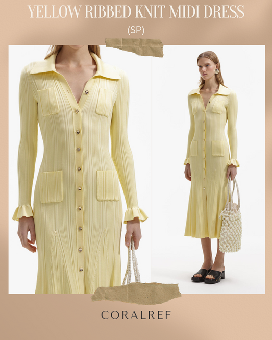 SP Yellow Ribbed Knit Midi Dress
