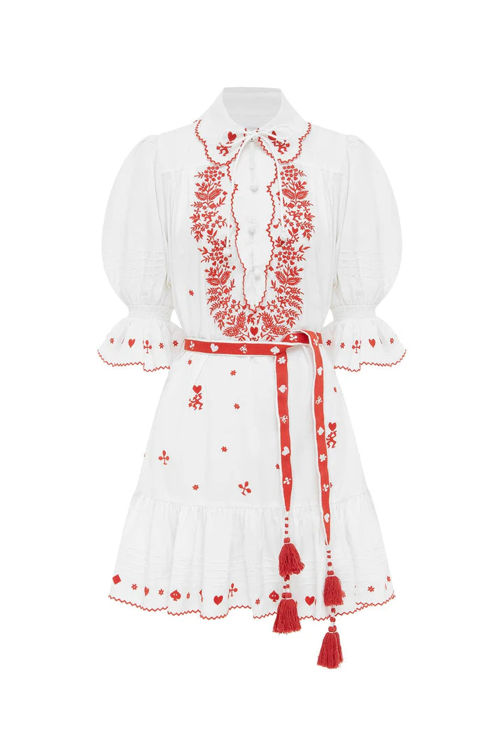 Alms Hearts Embroidered Mini Dress