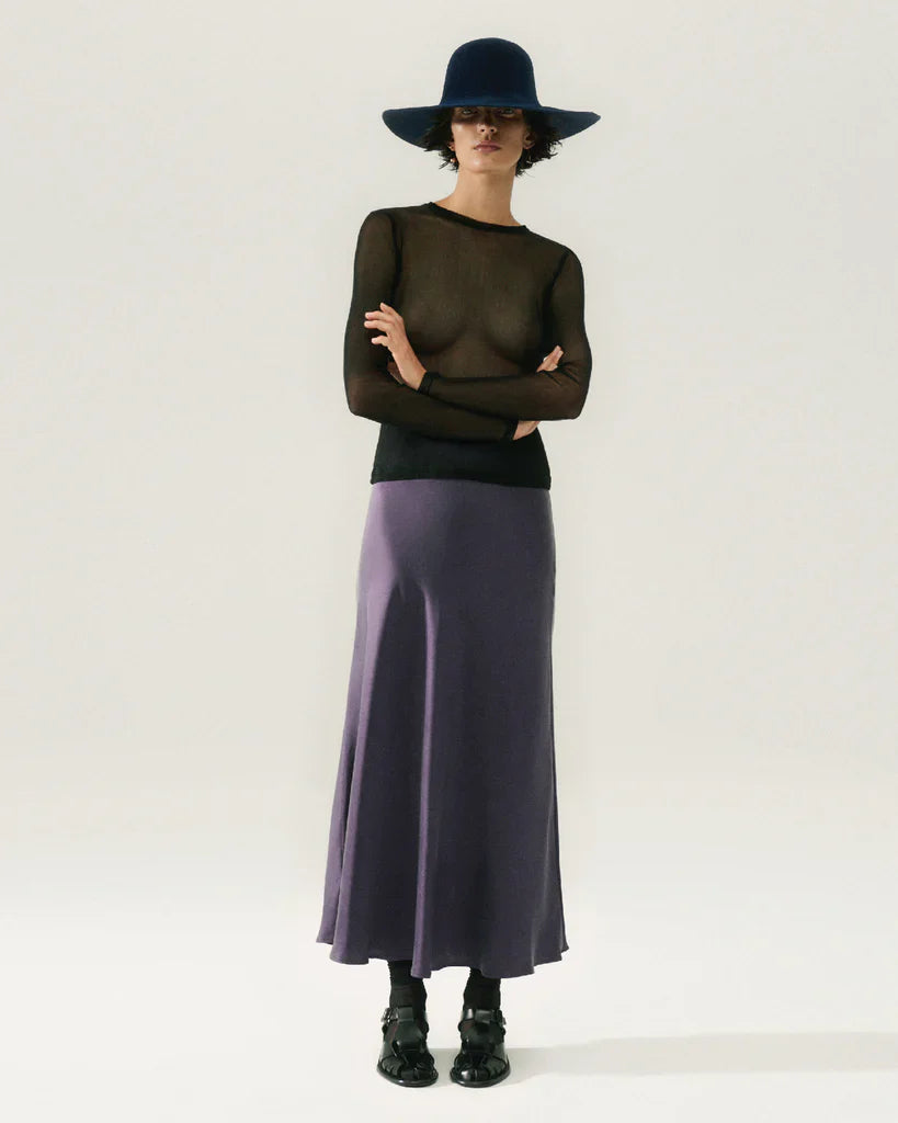 SL Long Bias Cut Silk Midi Skirt