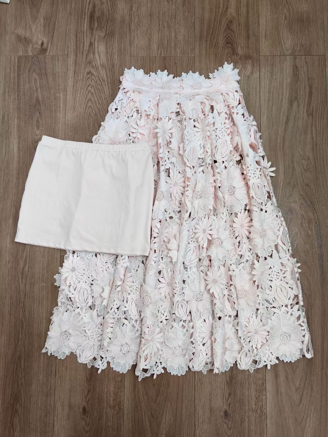Ixh Pompom Lace Top & Midi Skirt Set