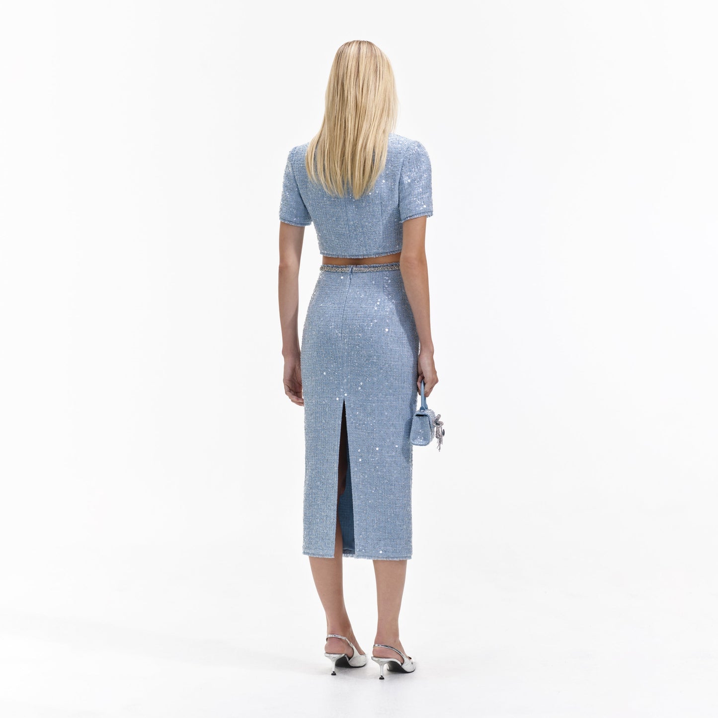 SP Sequin Boucle Crop Top & Midi Skirt Set