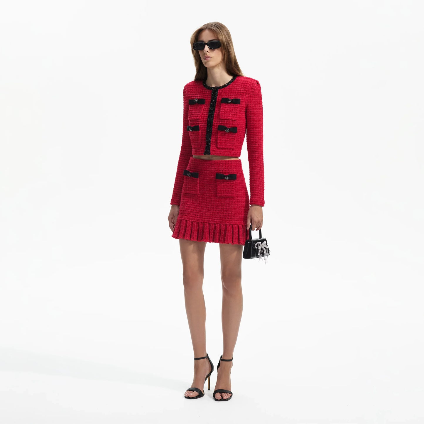 SP Red Knit Cardigan & Mini Skirt Set