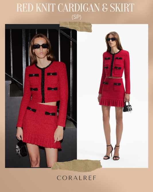 SP Red Knit Cardigan & Mini Skirt Set