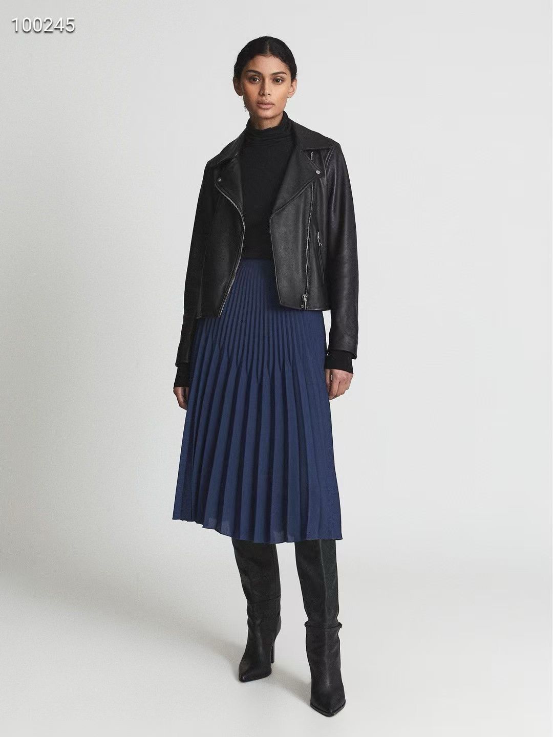 Rss Blue Pleated Midi Skirt