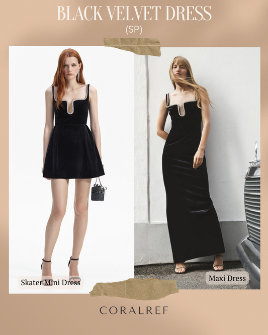SP Black Velvet Maxi & Skater Mini Dress