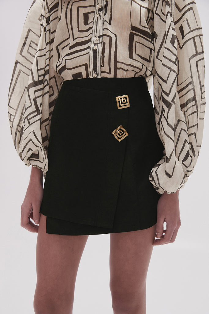 Aj Realm Wrap Front Mini Skirt