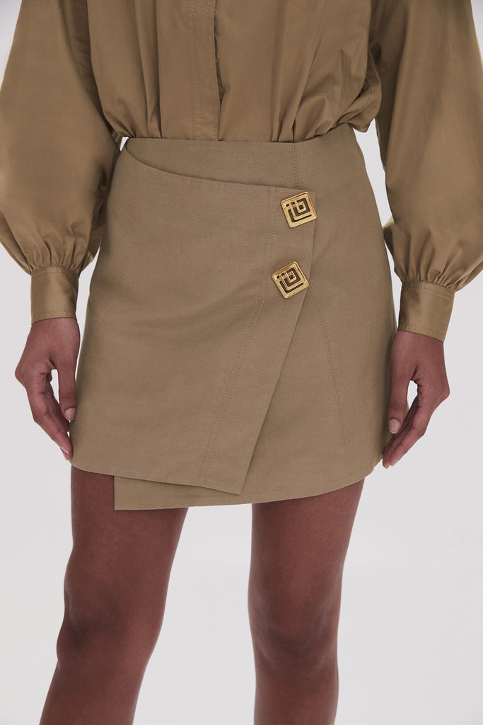 Aj Realm Wrap Front Mini Skirt