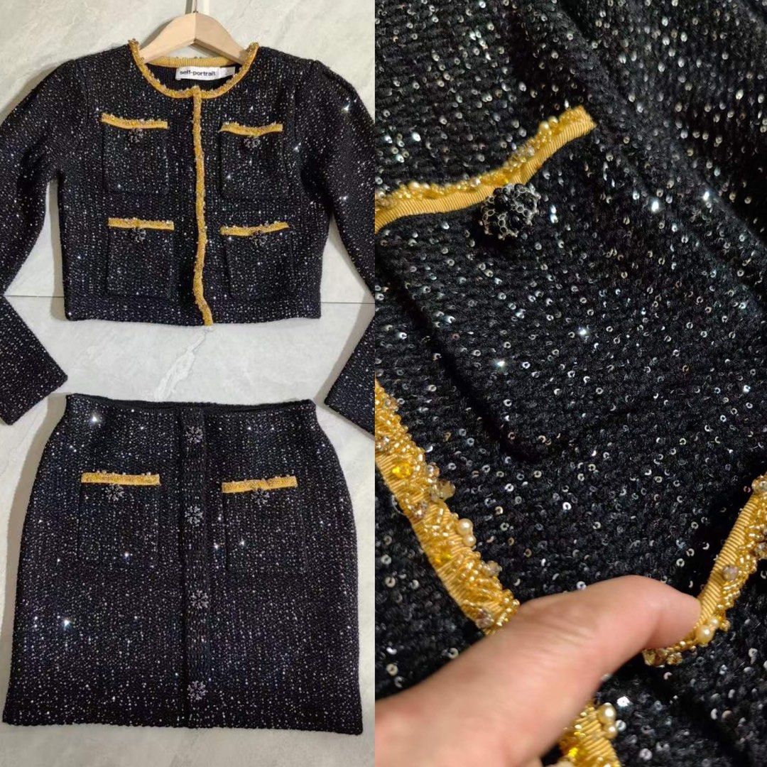 SP Sequin Boucle Tweed Jacket & Skirt Set