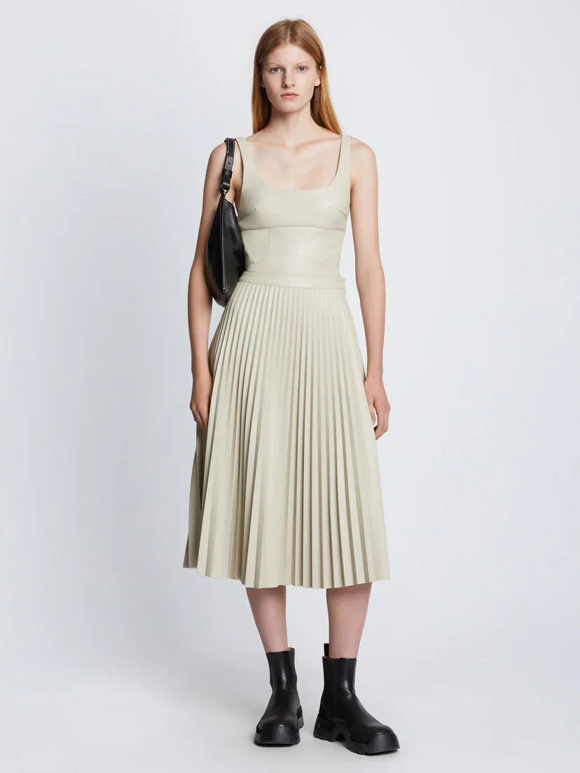 PS Faux Leather Pleated Midi Skirt