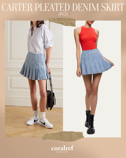 AO Carter Pleated Denim Mini Skirt
