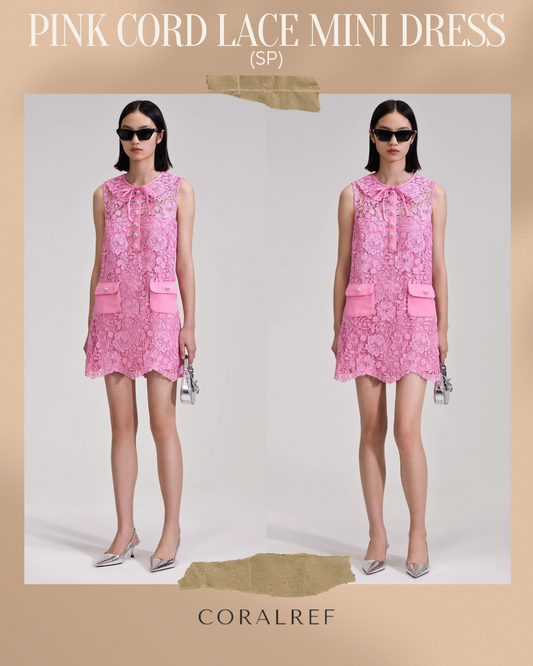 SP Pink Cord Lace Mini Dress