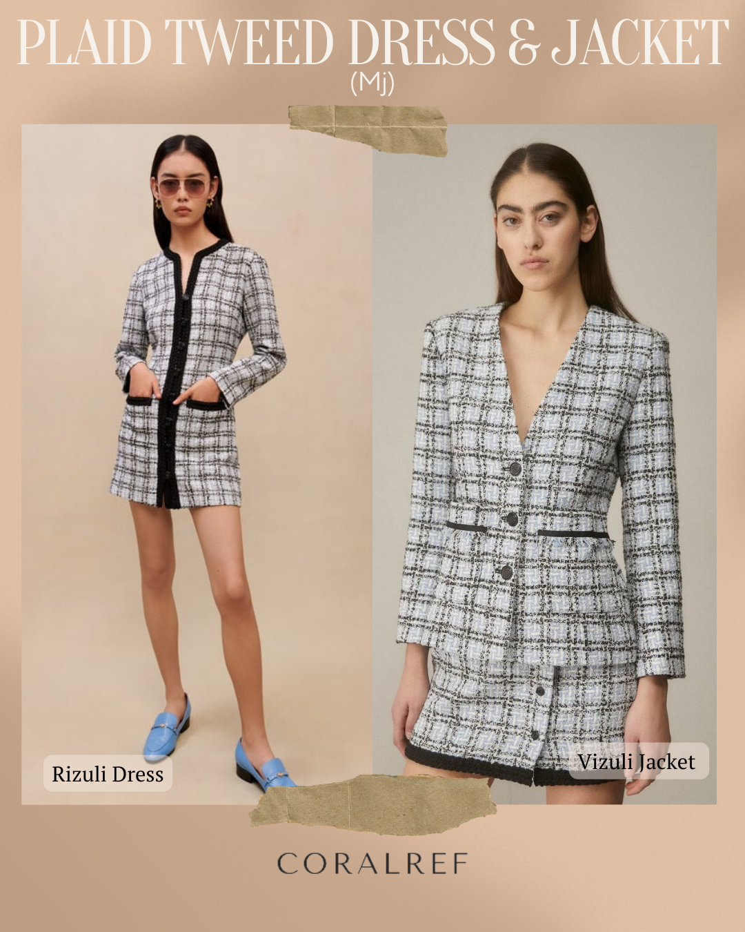 Mj Plaid Tweed Vizuli Jacket & Rizuli Mini Dress